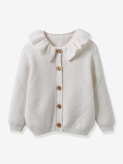 Bebé 0-36 meses-Camisolas, casacos de malha, sweats-Camisolas-Casaco da CYRILLUS, em algodão bio e lã, para bebé