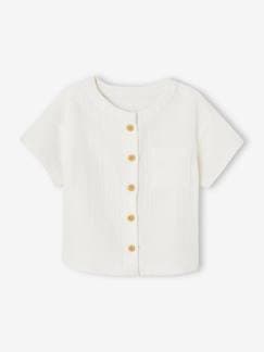 Bebé 0-36 meses-Camisa em gaze de algodão, mangas curtas, para bebé