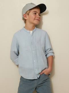 Menino 2-14 anos-Camisa em gaze de algodão, para menino