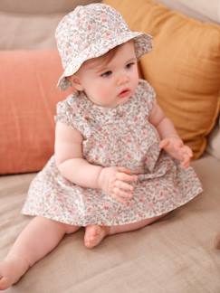 Bebé 0-36 meses-Conjuntos-Conjunto vestido e chapéu, para recém-nascido