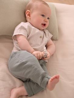 Bebé 0-36 meses-Conjunto t-shirt e calças, em gaze de algodão, para recém-nascido