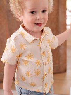 Bebé 0-36 meses-Blusas, camisas-Camisa em gaze de algodão, mangas curtas, para bebé