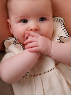 Bebé 0-36 meses-Vestidos, saias-Vestido em gaze de algodão, para recém-nascido