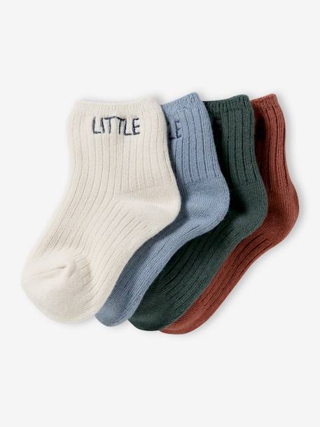 Lote de 4 pares de meias 'little', para bebé cappuccino+rosa-velho 