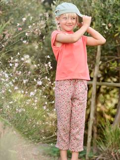 Menina 2-14 anos-Calças curtas às flores, em gaze de algodão, para menina