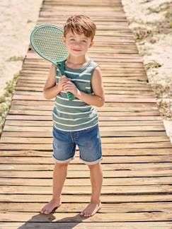 Bermudas fáceis de vestir, em moletão efeito ganga, para menino