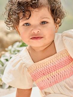 Bebé 0-36 meses-Blusas, camisas-Blusa em gaze de algodão, decote em crochet, para bebé