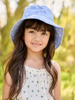 Menina 2-14 anos-Acessórios-Chapéu florido estilo capeline, em ganga, para menina