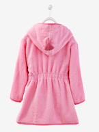 Roupão de banho com capuz, personalizável, para criança Azul cinzento+Rosa liso com decoração 