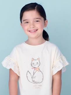 Menina 2-14 anos-T-shirts-T-shirt romântica, em algodão biológico, para menina