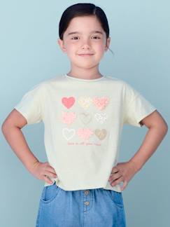 Menina 2-14 anos-T-shirts-T-shirts-T-shirt com detalhes em relevo e irisados, para menina