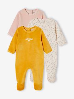 Bebé 0-36 meses-Pijamas, babygrows-Lote de 3 pijamas em veludo, para bebé, BASICS