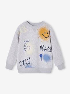 Menino 2-14 anos-Sweat de gola redonda com grafites, para menino