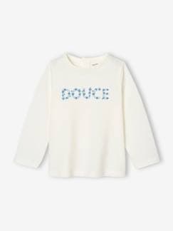 Bebé 0-36 meses-T-shirts-Camisola com inscrição "douce" florida, para bebé