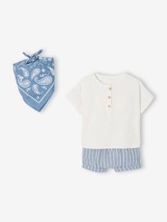 Bebé 0-36 meses-Conjunto camisa + calções + lenço, para bebé