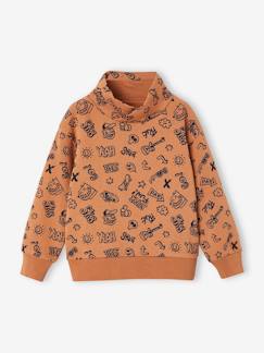 Menino 2-14 anos-Sweat estampada com gola snood, para menino