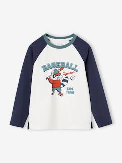 Menino 2-14 anos-Camisola de desporto com guaxinim, mangas raglan a contrastar, para menino