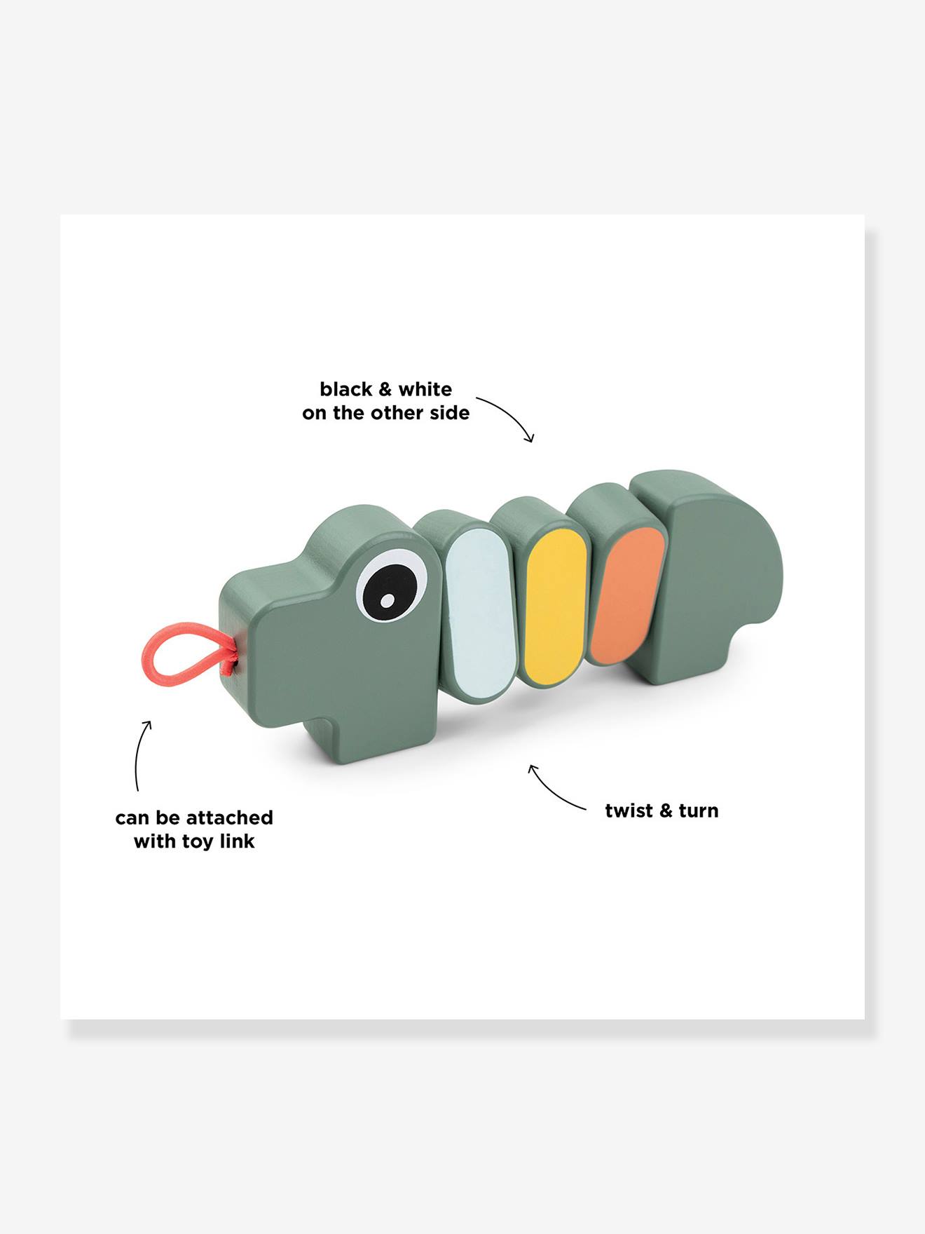 Brinquedo de despertar em madeira, Croco da DONE BY DEER verde