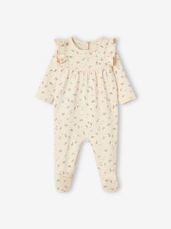 Bebé 0-36 meses-Pijama florido com folhos, abertura atrás, para bebé