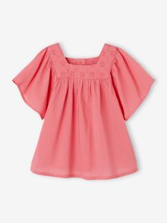 Bebé 0-36 meses-Blusa com decote quadrado, em bordado inglês, para bebé