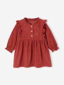 Bebé 0-36 meses-Vestidos, saias-Vestido em bombazina, com folhos em bordado inglês, para bebé menina