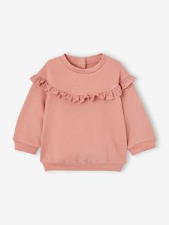 Bebé 0-36 meses-Camisolas, casacos de malha, sweats-Sweat-shirt com folho em bordado inglês, para bebé menina