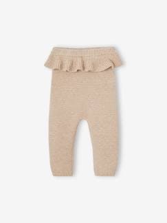 Bebé 0-36 meses-Calças com folho, em tricot, para bebé