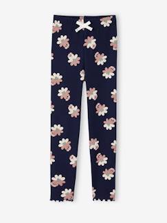 Menina 2-14 anos-Leggings estampadas, em malha canelada, para menina