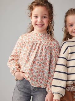 Menina 2-14 anos-Blusas, camisas-Blusa às flores, para menina