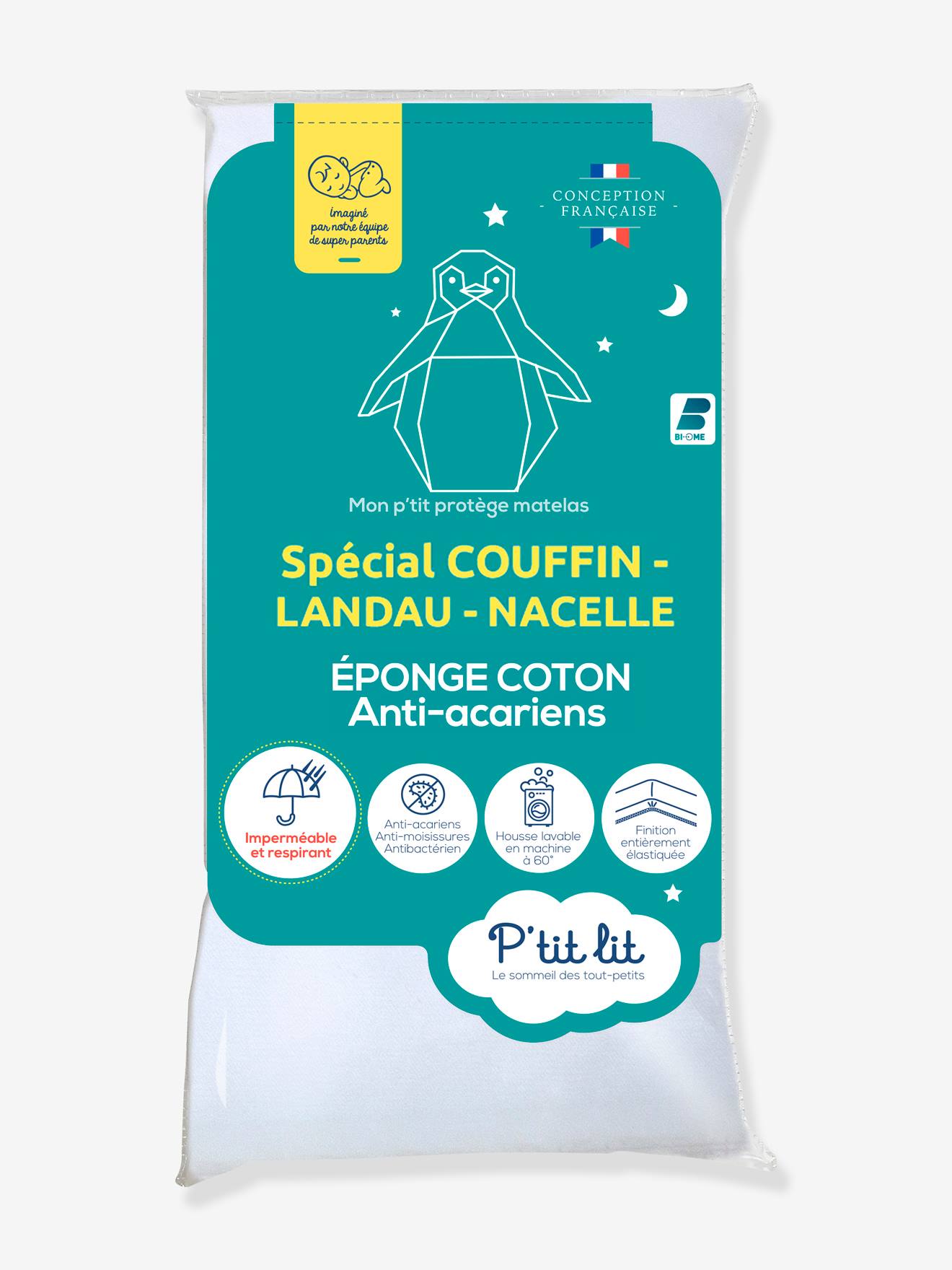Proteção de colchão impermeável, em turco, antiácaros, Bi-Ome®, P'TIT LIT branco
