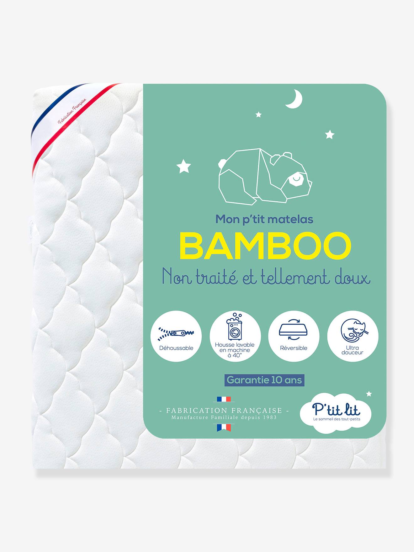 Colchão Bamboo, para bebé, sem tratamento, capa amovível branco
