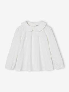 Menina 2-14 anos-Blusa com bordado inglês, para menina