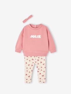 Bebé 0-36 meses-Conjunto sweat + leggings + fita do cabelo, personalizável, para bebé menina