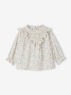 Bebé 0-36 meses-Blusa às flores, favos e folhos, para bebé