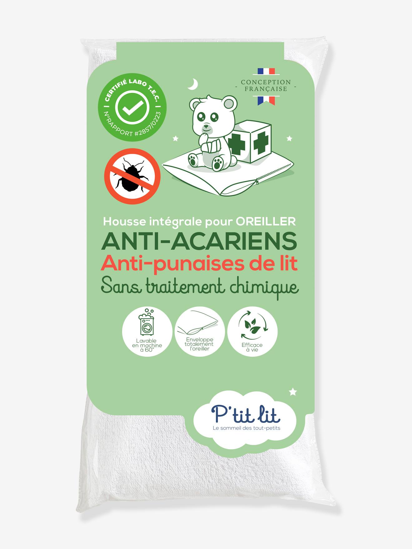 Proteção para almofada com tratamento antiácaros ALLERGOSTOP® branco