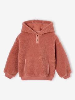 Menina 2-14 anos-Camisolas, casacos de malha, sweats-Sweatshirts -Sweat com capuz, em sherpa, para menina