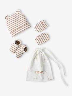 Bebé 0-36 meses-Acessórios-Conjunto gorro + luvas de polegar + sapatinhos + bolsa, para personalizar, de bebé