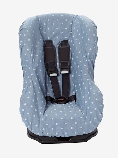 Capa elástica para cadeira-auto 0+/1 Denim estrelas+Riscas 