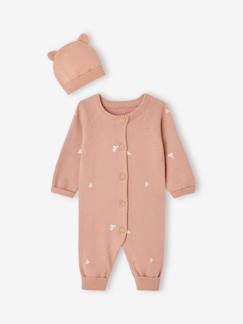 Bebé 0-36 meses-Conjunto macacão em tricot + gorro com orelhas a condizer, para bebé