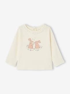 Bebé 0-36 meses-T-shirts-Camisola "coelhos" em canelado, gola fantasia, para recém-nascido