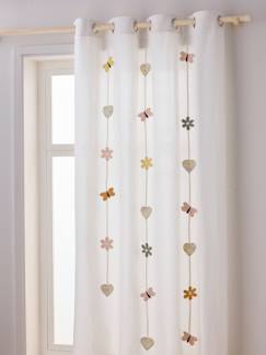 Têxtil-lar e Decoração-Decoração-Cortinado translúcido, ilhós, com grinalda de borboletas e flores, Campestre