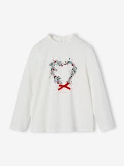 Menina 2-14 anos-T-shirts-Camisola de Natal, coroa em forma de coração com purpurinas, para menina