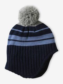 Menino 2-14 anos-Gorro peruano às riscas, com pompom, para menino