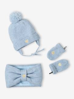 Bebé 0-36 meses-Acessórios-Conjunto Coração com gorro + gola snood + luvas para bebé menina