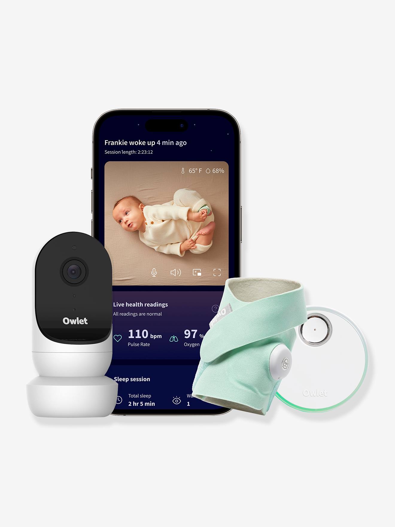 Conjunto Dream Sock + Cam2, OWLET verde-menta