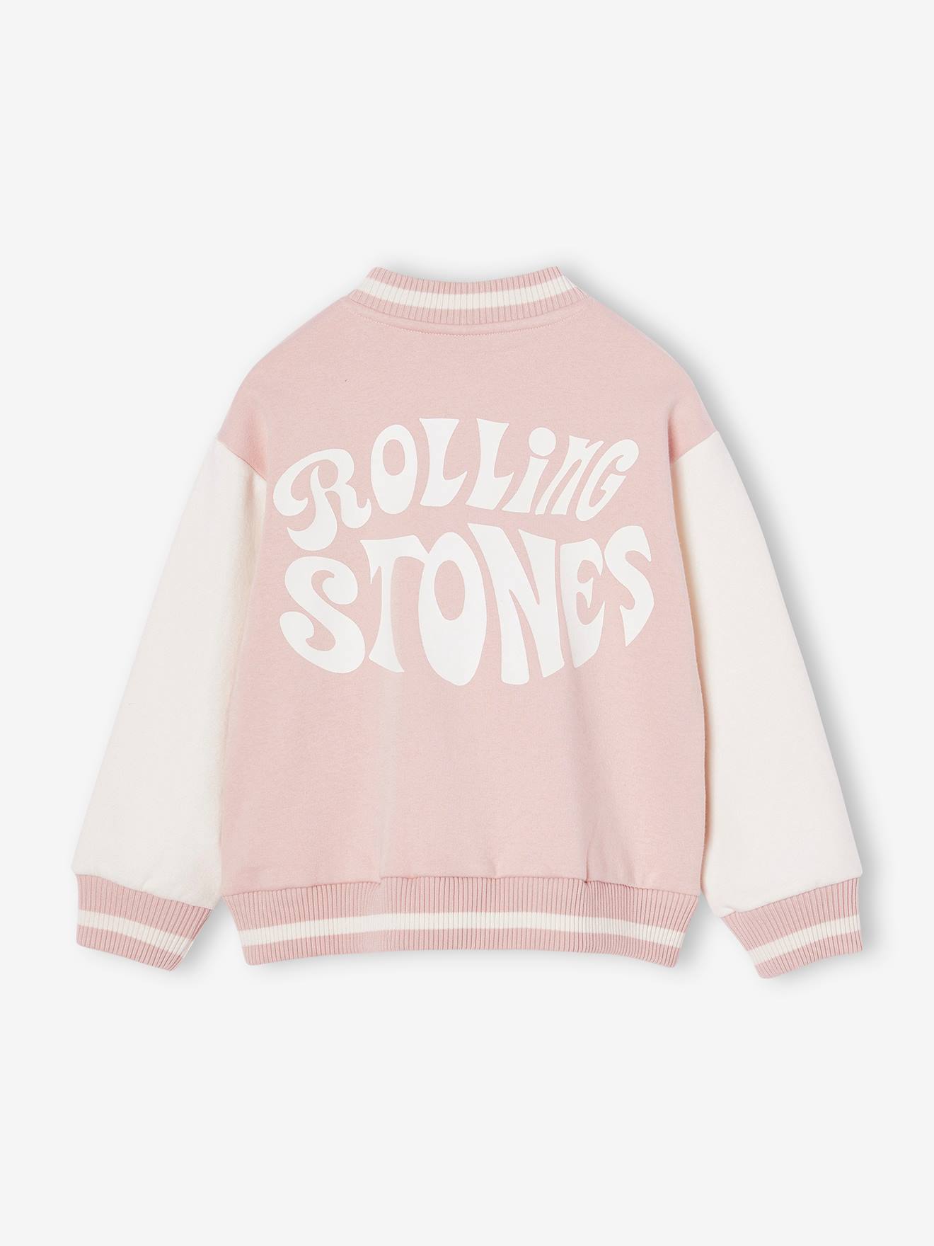 Blusão bomber Rolling Stones, para menina rosa-pálido