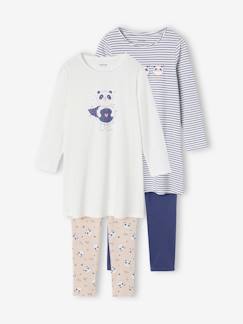 Menina 2-14 anos-Lote de 2 camisas de dormir Panda + leggings para menina