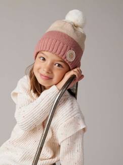 Menina 2-14 anos-Conjunto gorro + gola snood + luvas de polegar/mitenes colorblock, para menina