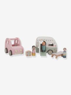 Brinquedos-Carro com caravana em madeira FSC, da LITTLE DUTCH