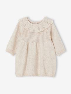 Bebé 0-36 meses-Vestido com gola com folho, em tricot, para bebé